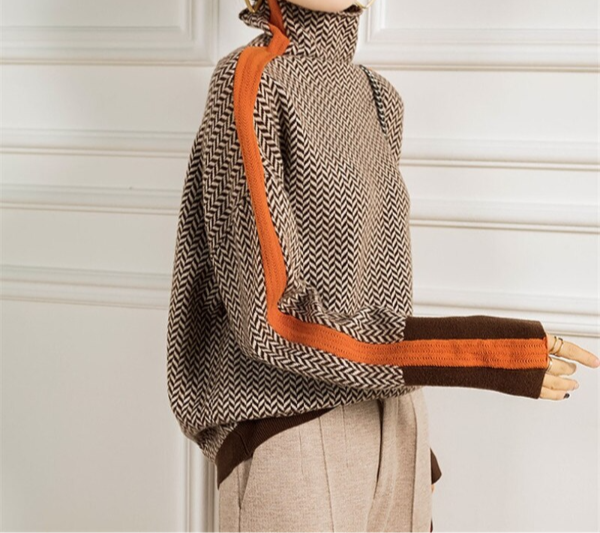 Eleanor | Maglione a collo alto in Pied-de-poule di Lusso