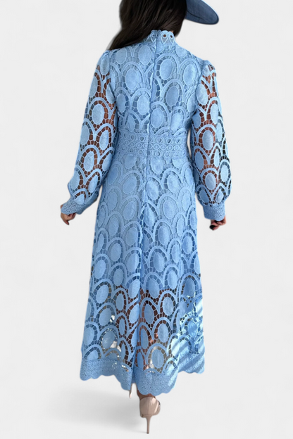 Jovie Abito midi in pizzo Ricamo con Collo alto