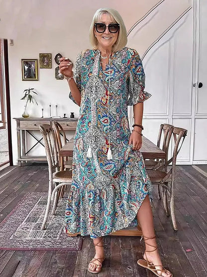 Mevelyn - Abito Boho di Paisley con Borlas