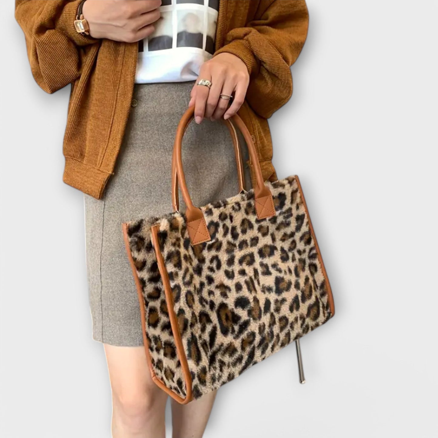Borsa di Peluche con Stampa leopardata Chic