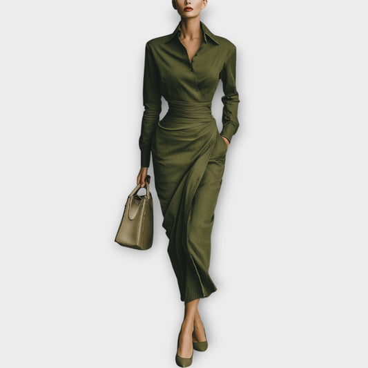 Abito Midi Stile Camisero Envolvente