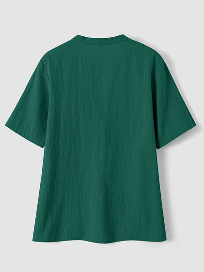 Sharron - Blusa elegante con scollo a V e Bottoni