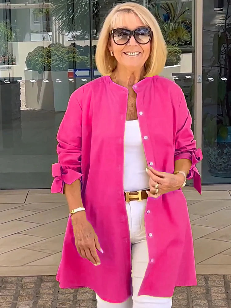 Elliora - Shacket in cotone con schiena arricciata