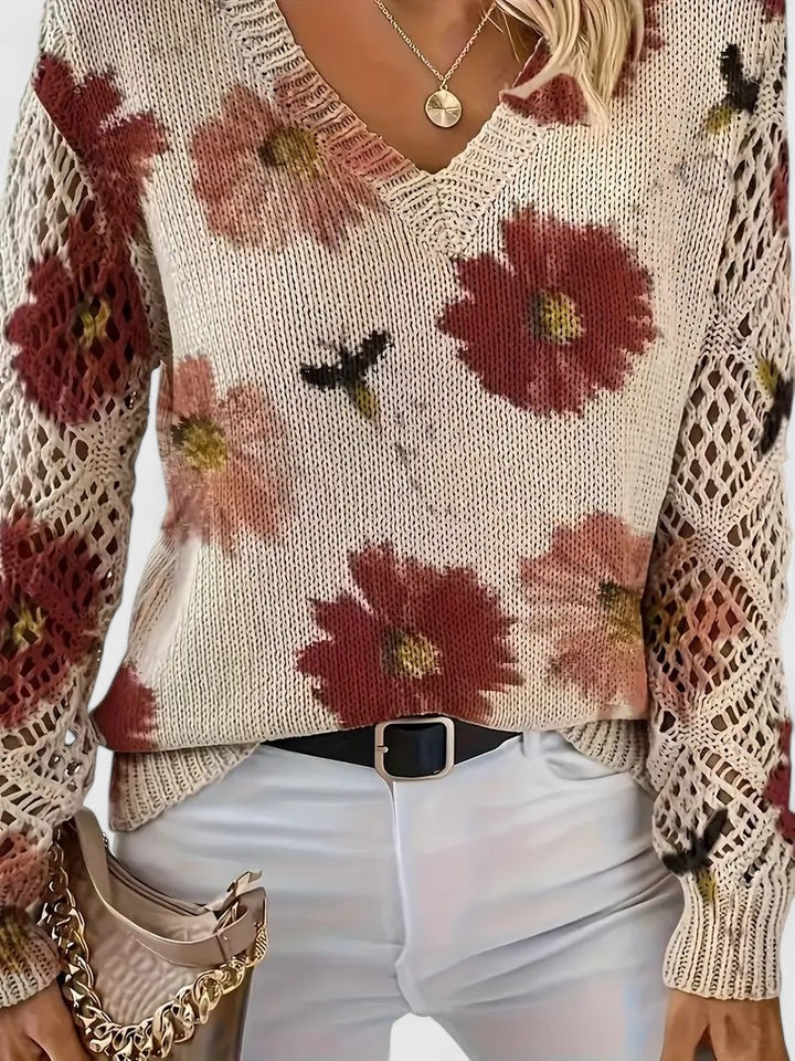 CHARLIE – MAGLIONE DI PUNTO CON FASCINO FLOREALE