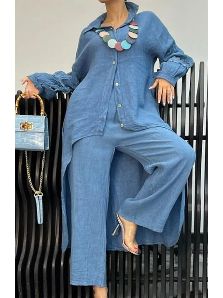 Set di Top e Pantaloni a maniche lunghe con Orlo Irregular
