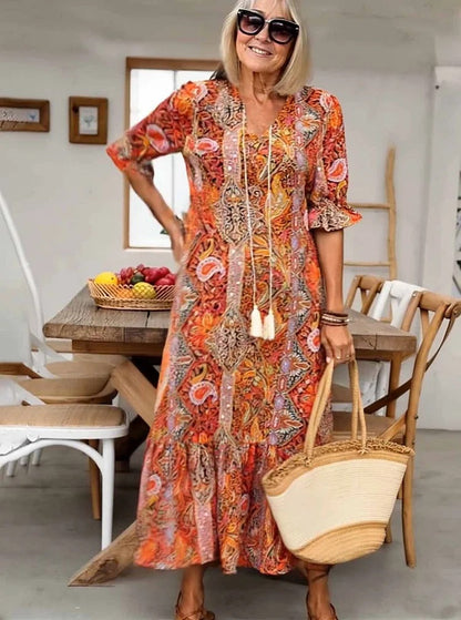 Mevelyn - Abito Boho di Paisley con Borlas