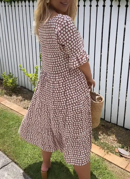 Rebecca - Abito midi Casual Chic con Maniche Volant