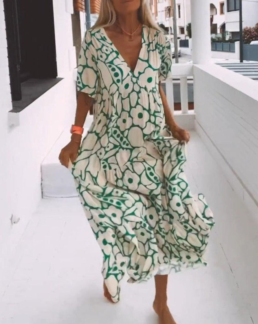 ESTER - Abito Maxi con Maniche corte