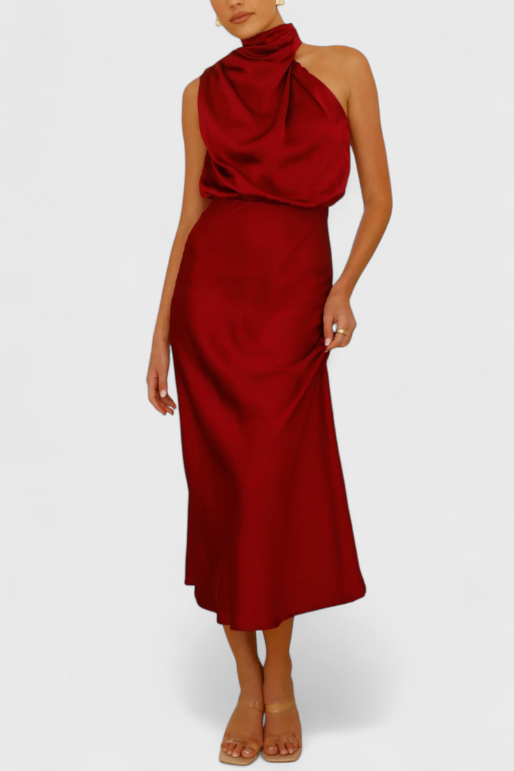 Rina Abito elegante di Collo halter Drappeggiato