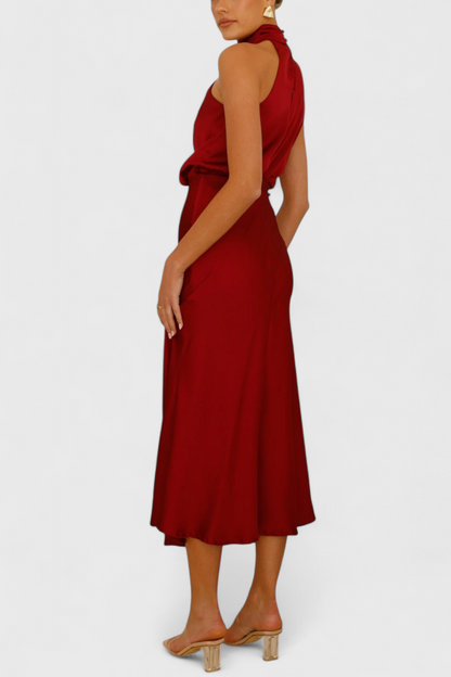 Rina Abito elegante di Collo halter Drappeggiato