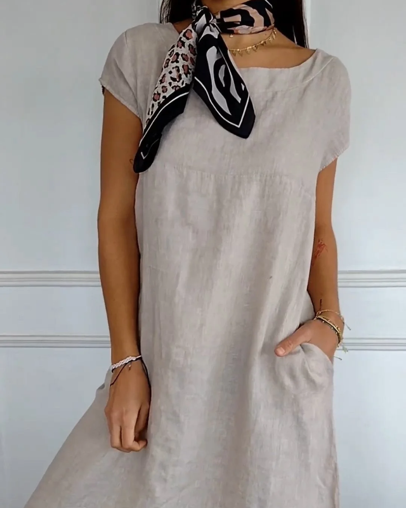 Juniper - Abito in cotone e lino alla moda con Tasche