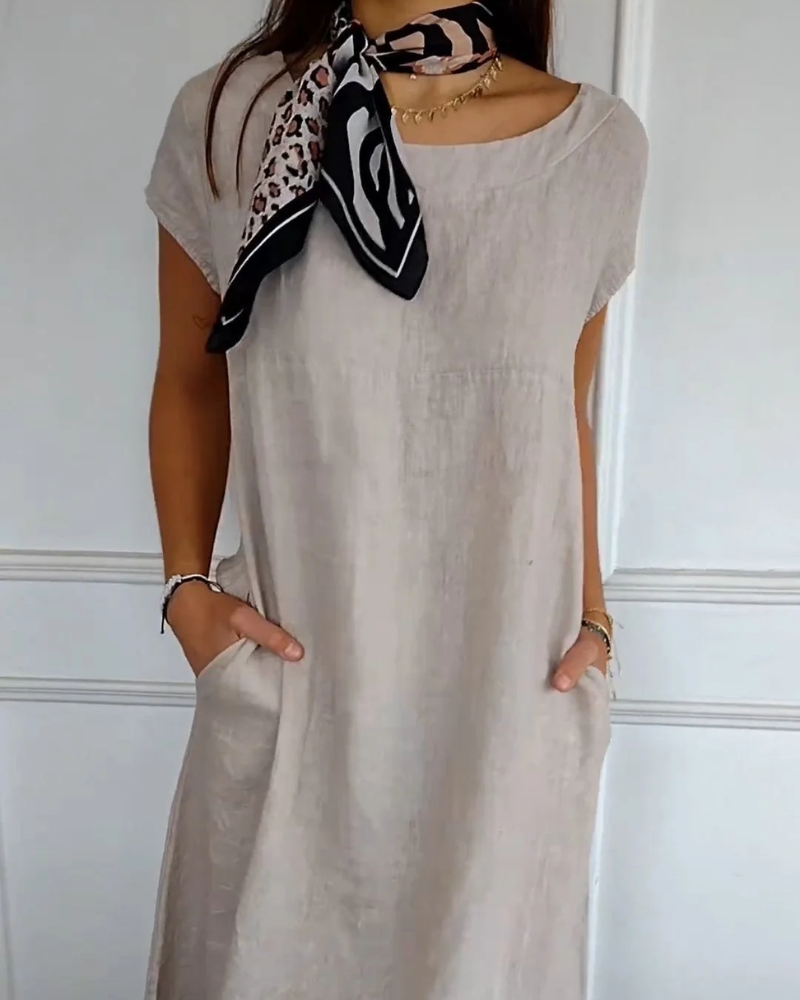 Juniper - Abito in cotone e lino alla moda con Tasche