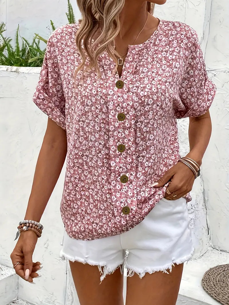 Cindy™ | Blusa di Collo Notched con Stampa Floreale