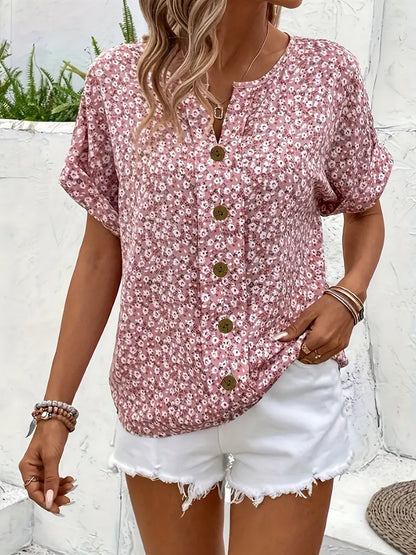 Cindy™ | Blusa di Collo Notched con Stampa Floreale