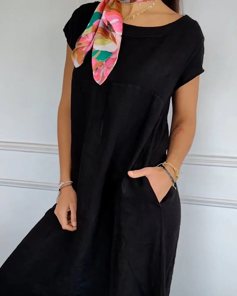 Juniper - Abito in cotone e lino alla moda con Tasche