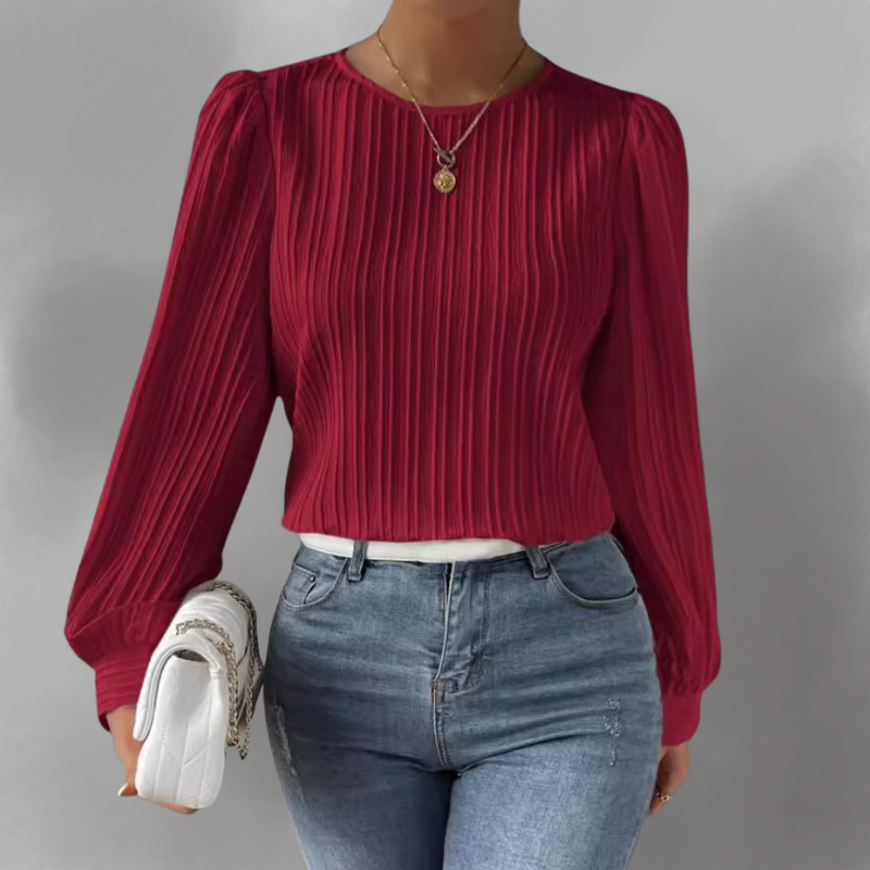 Carly – Blusa a maniche lunghe Plissettata