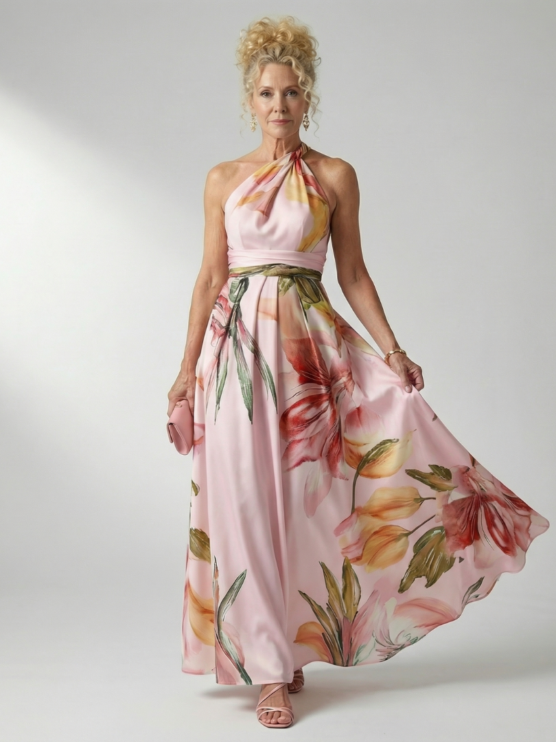 Amiel | Abito maxi Floreale Leggero - Taglio Americano Senza maniche
