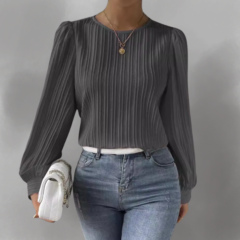 Carly – Blusa a maniche lunghe Plissettata