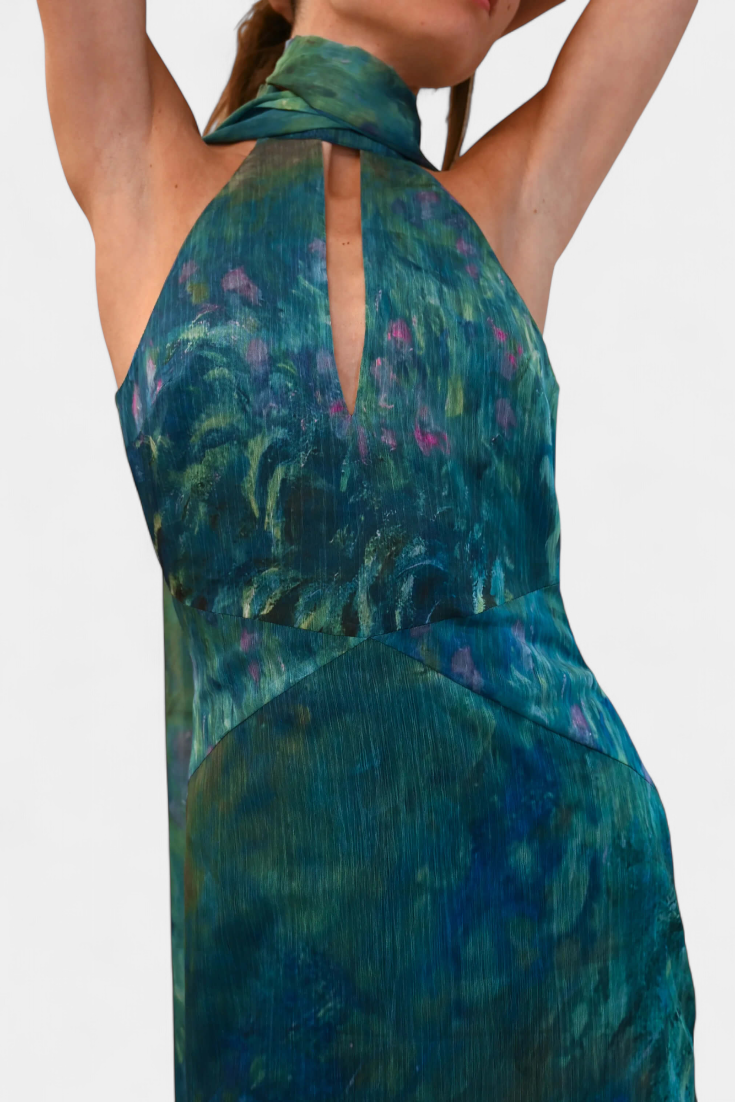 Moana Abito in Chiffon con Stampa Ispirato a Monet