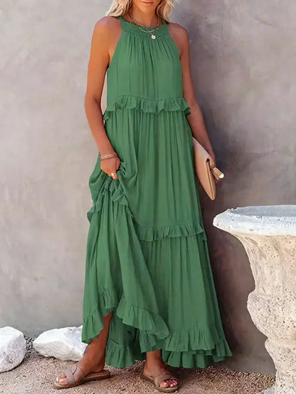 Ilona - Abito Halter con Volant e Tasche Maxi