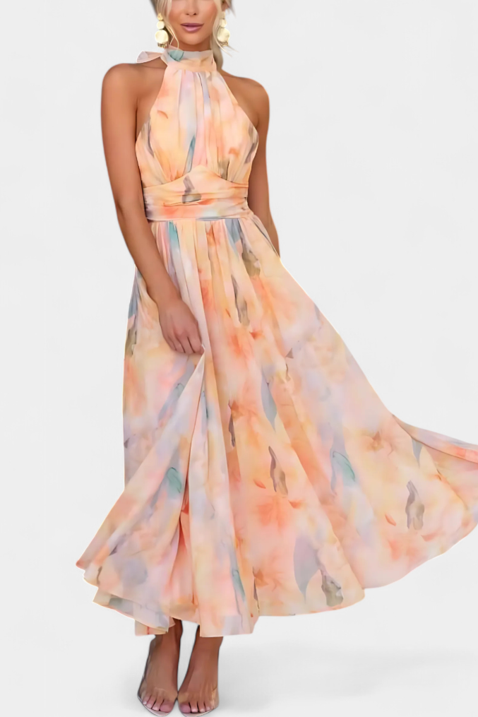 Alaia Abito con Stampa Aquarelle e Collo halter