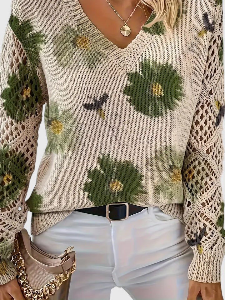 CHARLIE – MAGLIONE DI PUNTO CON FASCINO FLOREALE