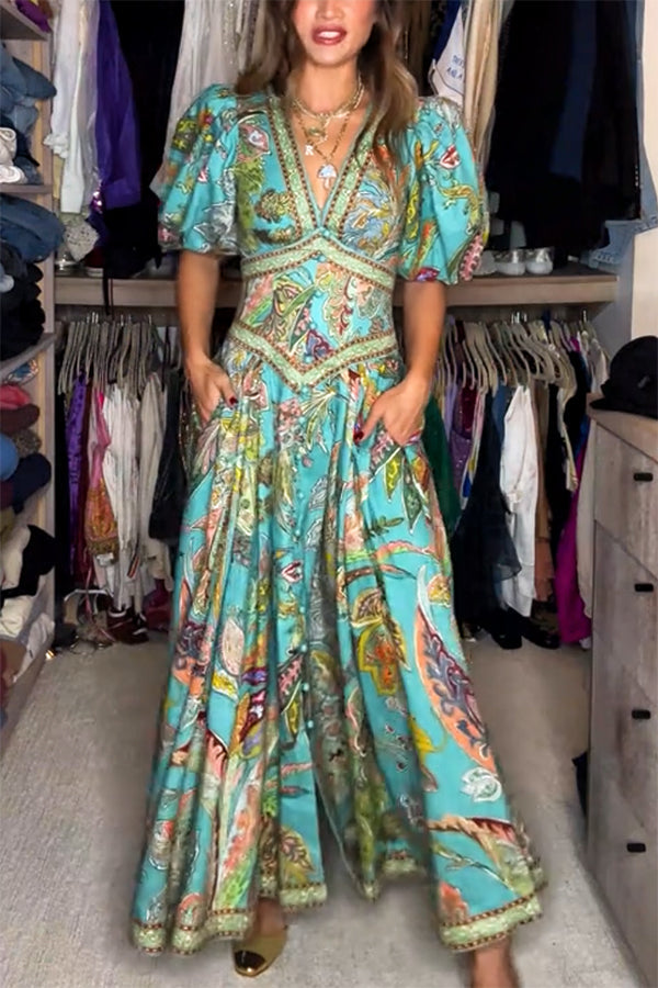 ISLA – ABITO MAXI BOHO CON VOLANT