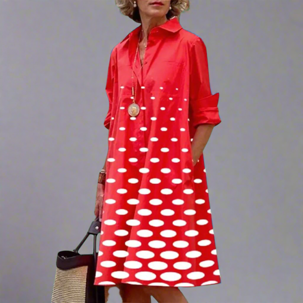 Zosia - Abito di maniche lunghe rétro con tasca da donna