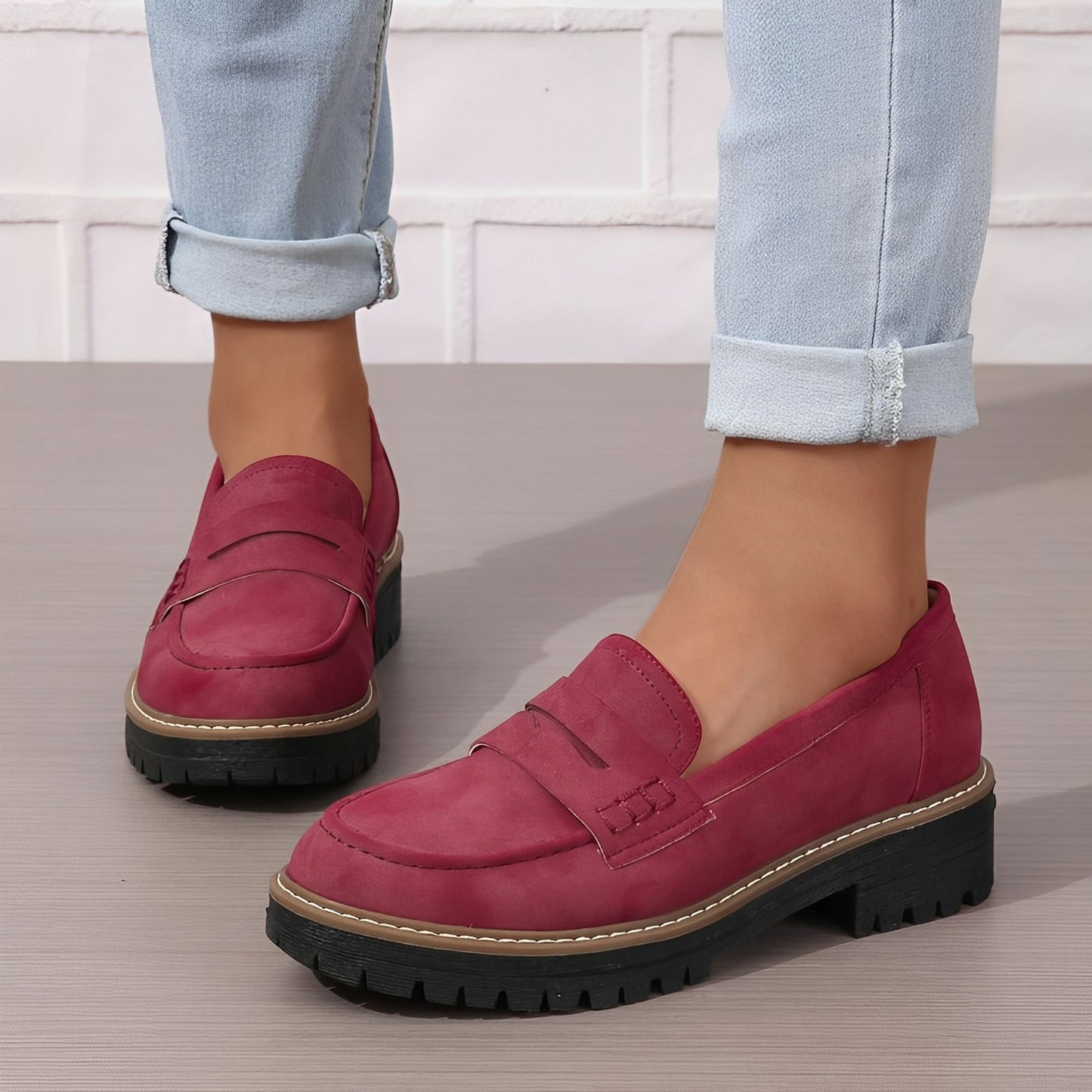 Elise - Eleganti mocassini con platform mate per donna