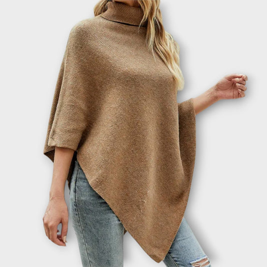 Poncho in maglia Morbido con Dettagli di Bottoni