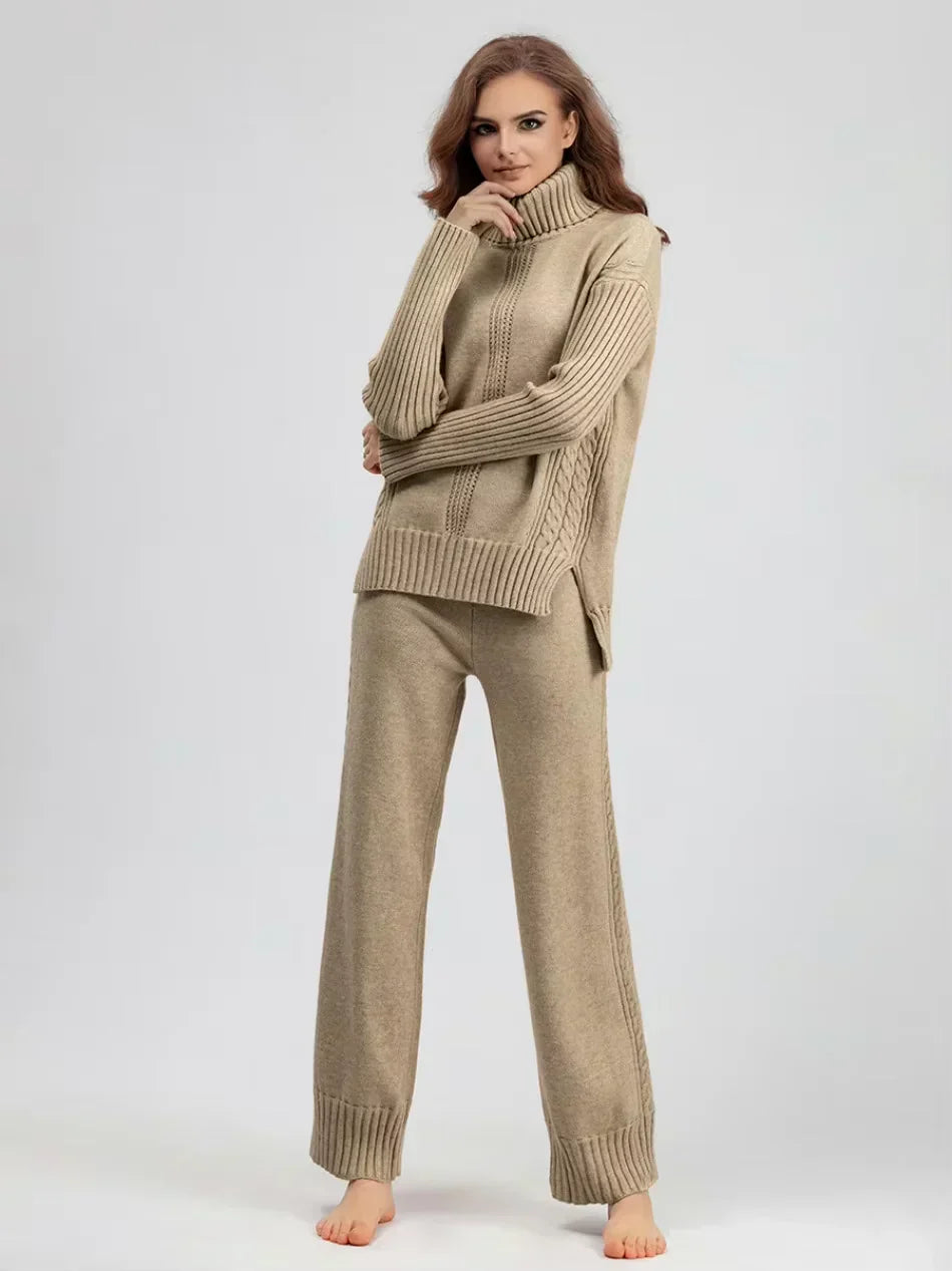 Scarlett - Set di Maglione di Collo alto Chic e Pantaloni Sueltos