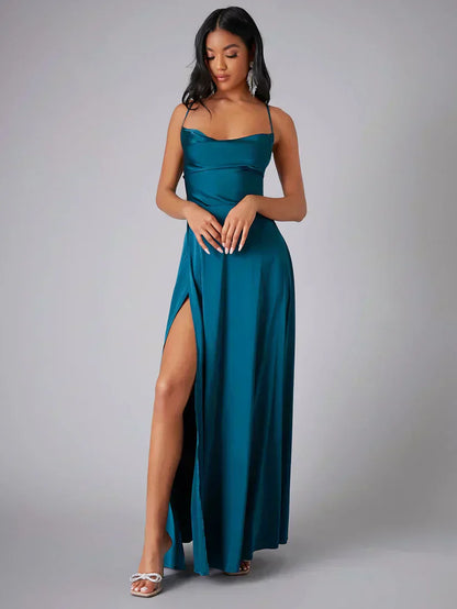 Abito maxi da sera con Spalline sottili per Donne con spacco alto