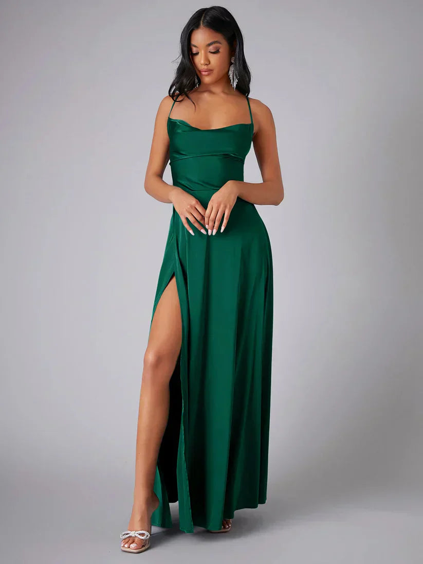 Abito maxi da sera con Spalline sottili per Donne con spacco alto