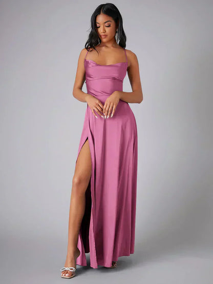 Abito maxi da sera con Spalline sottili per Donne con spacco alto