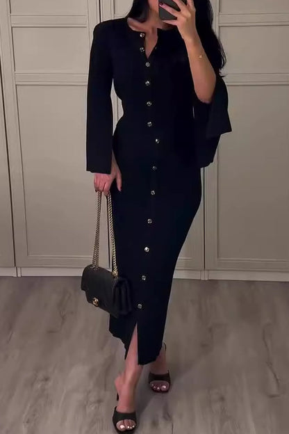 SEREN – SET DUE PEZZI CON COLLO O E MANICHE LUNGHE ELEGANTE PER IL GIORNO