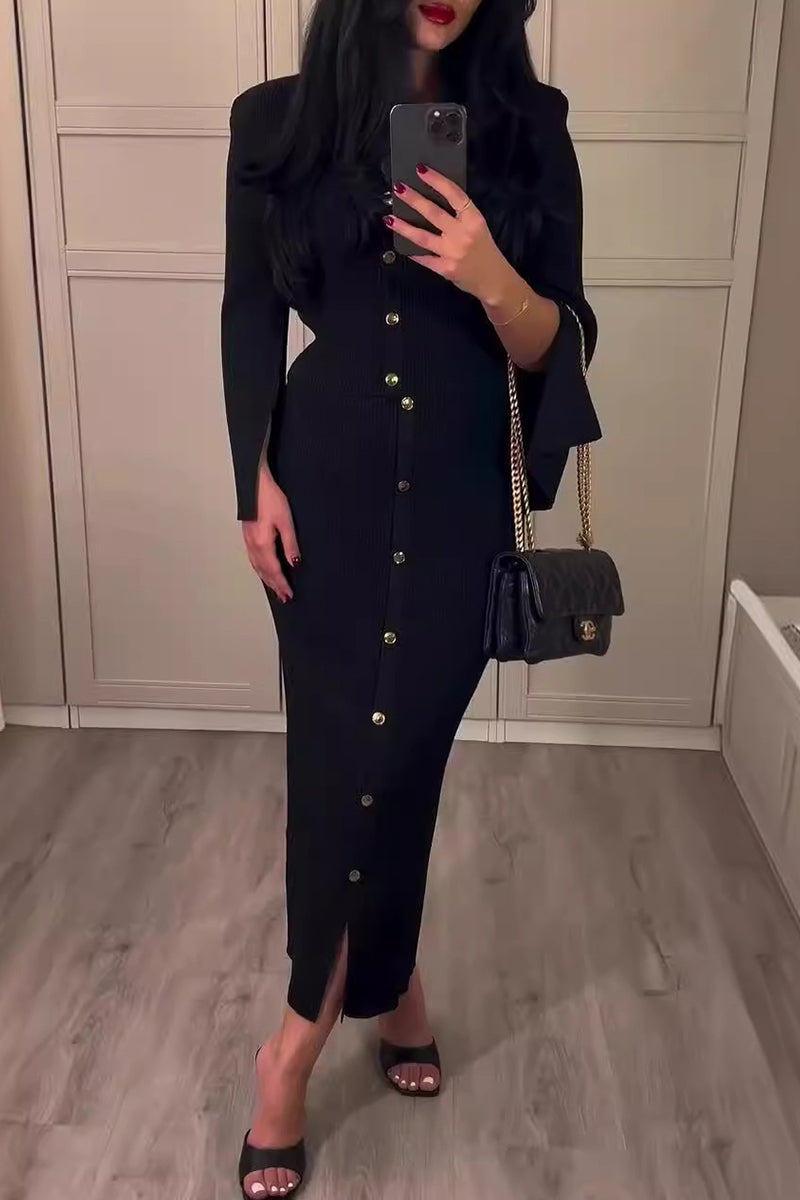 SEREN – SET DUE PEZZI CON COLLO O E MANICHE LUNGHE ELEGANTE PER IL GIORNO