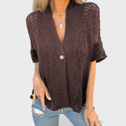 Varrea - Blusa da donna di tinta unita con un bottone