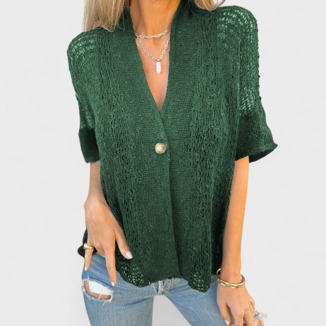 Varrea - Blusa da donna di tinta unita con un bottone