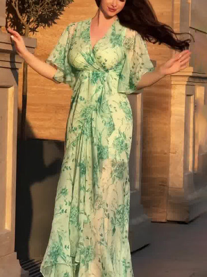 VIVIANA – ABITO MAXI AVVOLGENTE DI ELEGANZA FLOREALE