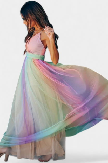 Gretchen Abito di Righe Multicolore con scollo a V