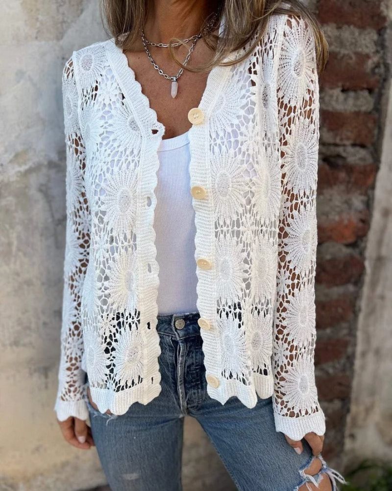NALIE - Cardigan di Pizzo all'uncinetto con bottoni