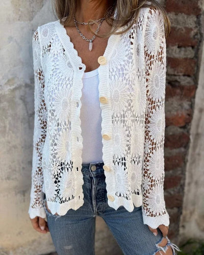 NALIE - Cardigan di Pizzo all'uncinetto con bottoni