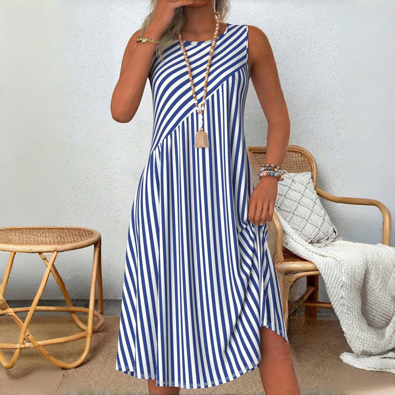 Emeely - Abito casual senza maniche con fantasia a righe
