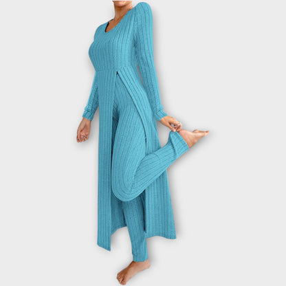 Set Lounge di Maglia Acanalado con Tunica di scollo a V
