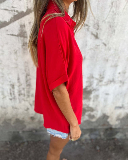 Quinn - Camicia Donna Larga Tinta unita con bottoni