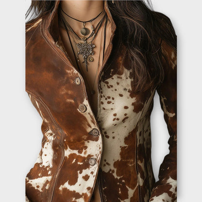 Giacca in camoscio con stampa cowhide vintage