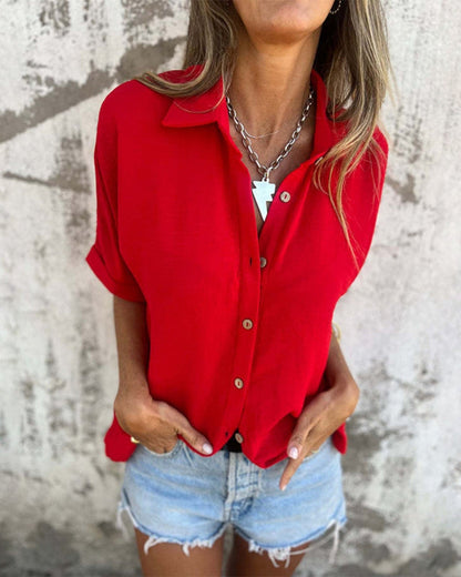 Quinn - Camicia Donna Larga Tinta unita con bottoni
