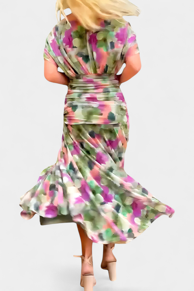 Abigail | Abito lungo Floreale con Scollo a V