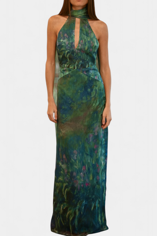 Moana Abito in Chiffon con Stampa Ispirato a Monet