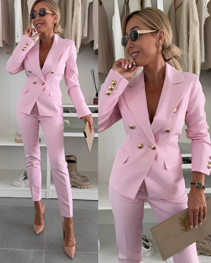 Completo Doppio Abotonado per Donne – Blazer a Misura e Pantaloni Eleganti